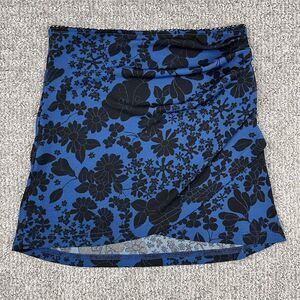 Urban Outfitters Skirt Womens Extra Small Mini Floral Tulip Hem Flirty Blue